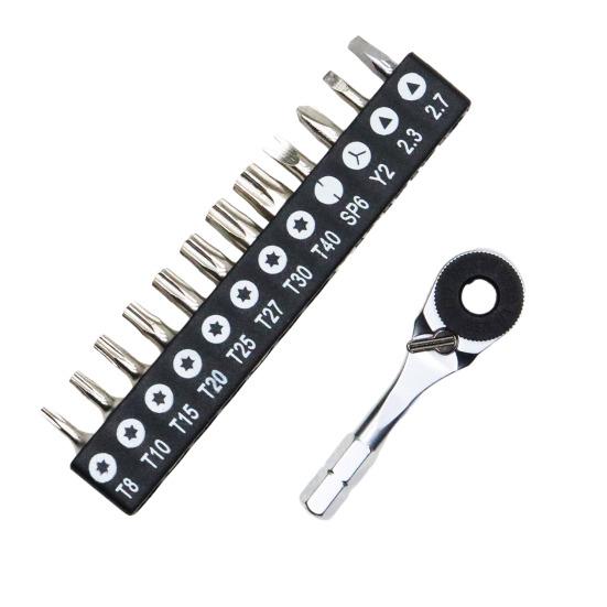 Mini Ratchet Wrench Comfortable Grip High Torque Output Multifunctional Bit Compatibility Hexagonal Handle Wrench Manual Tightening Tool