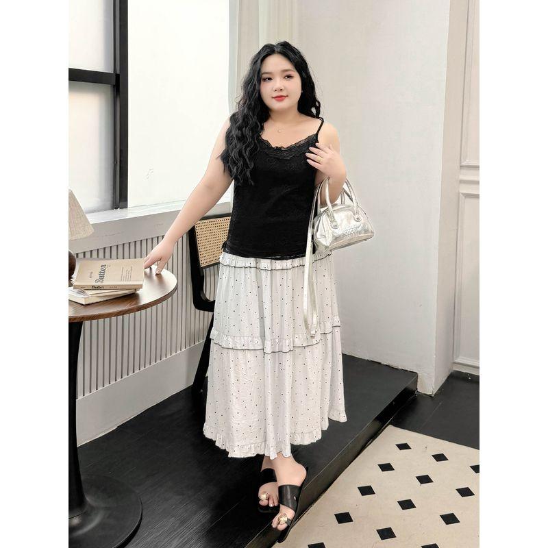 Plus size women clothing [French style Lace Sling] Chubby Girl Summer V-neck Fairy 100.00kg Slimming Vest Top
