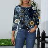 Women's Fashion Casual Three-quarter Sleeve Floral Print Round Neck Pullover Top