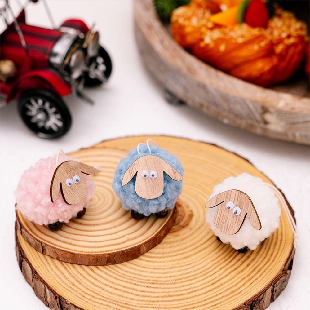 

4pcs Mini Christmas Tree Lamb Ornament Handmade Merry Christmas Decorations Party Favors белый