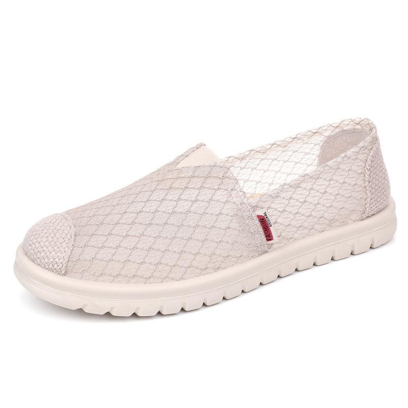 Shoes women's summer old Beijing cloth shoes mother shoes soft sole comfortable one pedal casual shoes mesh shoes breathable single shoes