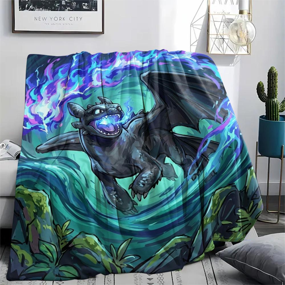 Toothless Night Fury Print Flannel Blanket, Ultra Soft High Quality All Seasons Warm Throw, Home Decor Cozy Blanket, Perfect Christmas Gift
