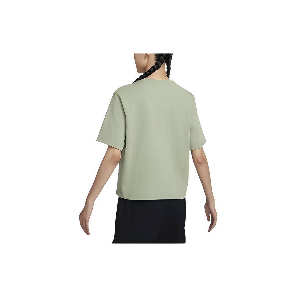 Nike Sportswear Essential Solid Logo Embroidered Round Neck Short Sleeve Drop Shoulder T-Shirt Women T-Shirt Oil-Green DD1238-387