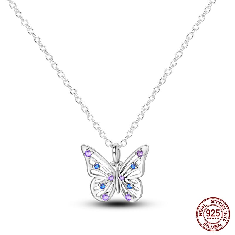 925 Silver Luminous Firefly Heart Shaped Zircon Pendant Necklace For Women Fashion Anniversary Birthday Jewelry Gifts
