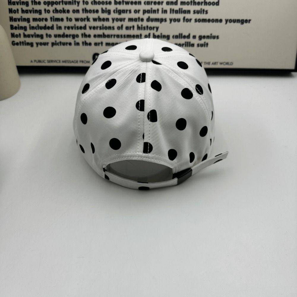 Cappellino da Baseball a Pois Stile Coreano con Parte Superiore Morbida, Ampia Visiera Regolabile, Cappello Casual per la Protezione Solare, Leggero, con Visiera, per Donne Uomini