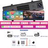 Aprilboy 12'' 4K Carplay&Android Auto Car DVR Dash Cam View Mirror Camera for Video Recorder Rearview Dash Cam 1080P Rear Camera