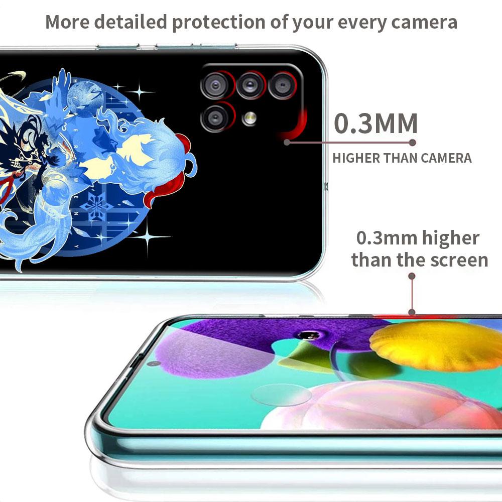 Transparente Hülle für Samsung Galaxy A52 A12 A51 A32 A21s A71 A32 A22 50 A70 A31 A72 5G Handyhülle Anime Genshin Impact