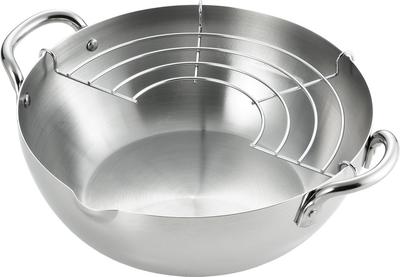 Yoshikawa Tempura Stainless Induction and Gas Made In YJ2437 Pot, 20cm, 1.8L, Steel, Compatible, Gogi, Japan, Tsubame-Sanjo,