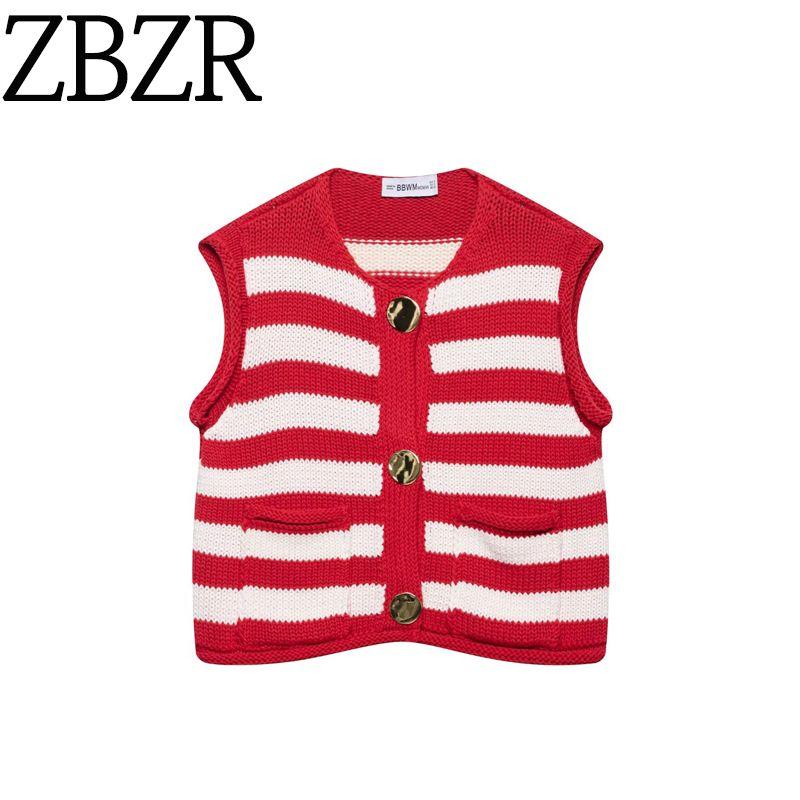 Zbzr Spring New Women clothes Western Style Knitted Sleeveless round Neck Vest Style Top 5802024 061