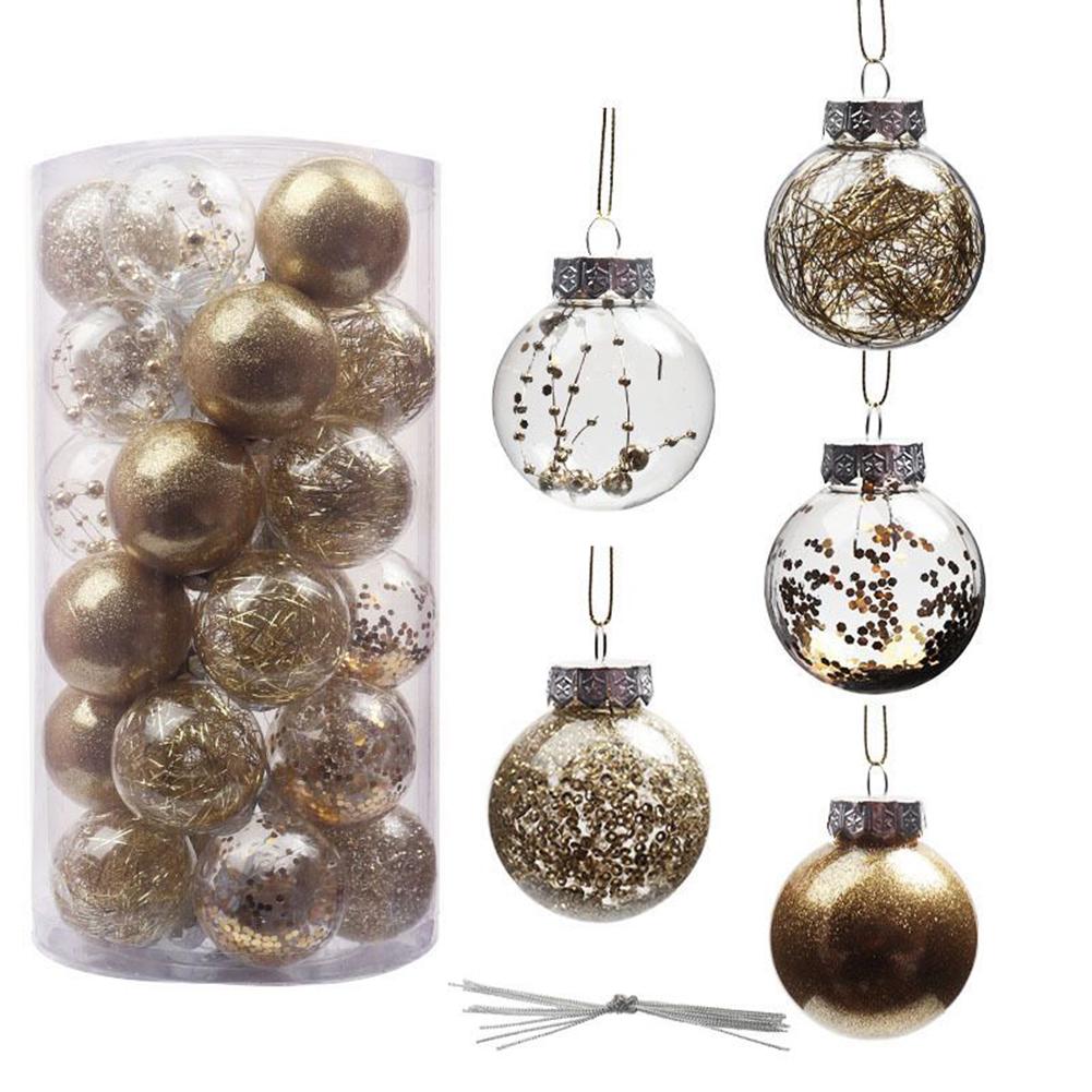 Festive Xmas Tree Hanging Ornaments Glitter Christmas Balls Baubles