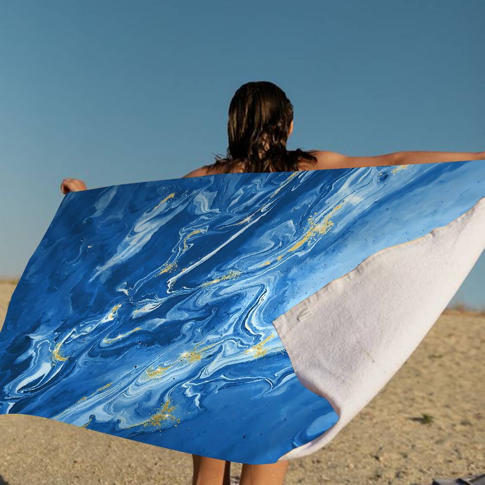 Stylish Marble Anime Beach Swimming Towel Soft Absorbent Washcloth Children's Gifts For Kids Travel Camping Gym