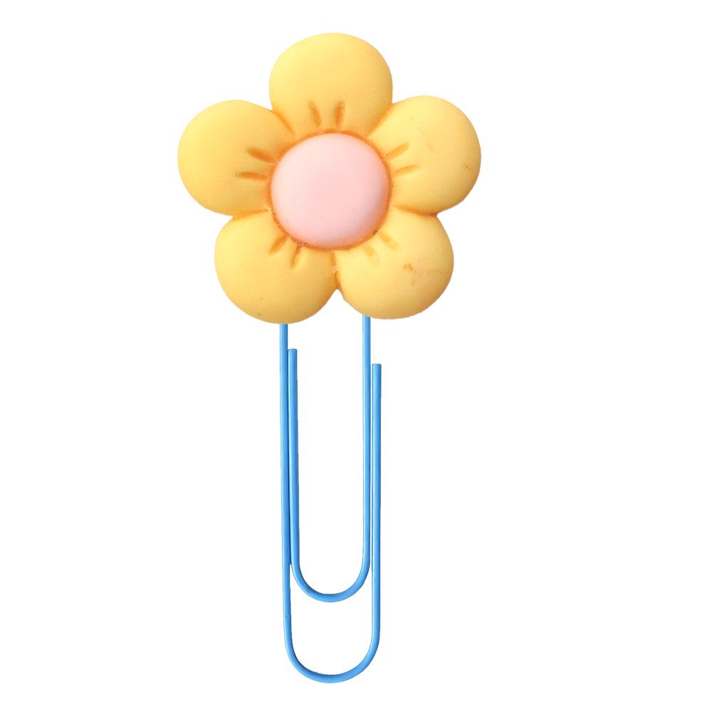 Anime-Style PVC Flower Paper Clip Bookmark - Cute Office Stationery