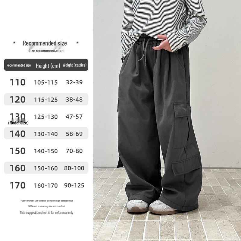 

Зимние брюки карго для девочек YOJIA 2025: Модные толстые брюки на флисовой подкладке для детей старшего возраста 130 cm древесный уголь/серый