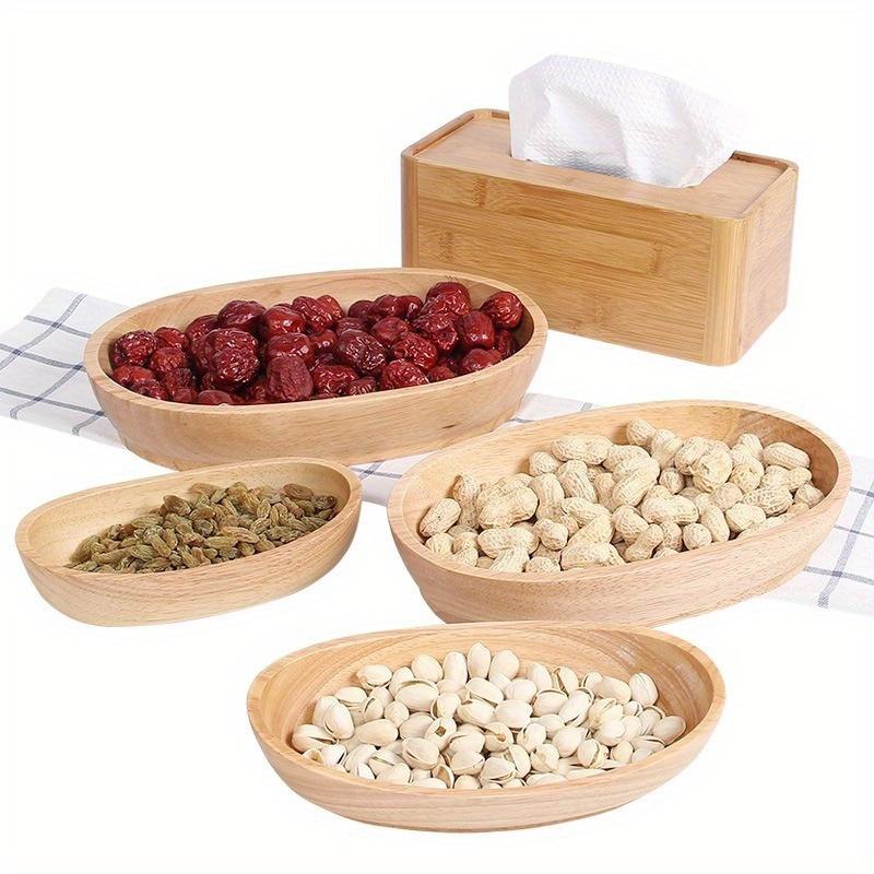 1pc Home Creative Kitchen Storage Tray Log Dried Fruit Plate Snack Fruit Tray Room Finishing Organization