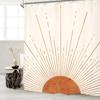 Rust Sun Abstract Shower Curtain Set Simple Medieval Vintage Sunrise Polyester Waterproof Bathroom Curtain With Hook
