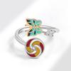 Sunflower Enamel Butterfly And Flower Copper Wedding Ring for Women Anxiety Control Anti-Stress Rotating Ring Zircon Gifts