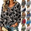 Damen Vintage Pullover Top mit Blumenprint, langen Ärmeln, Rundhalsausschnitt, Rüschenbesatz und Bindeband