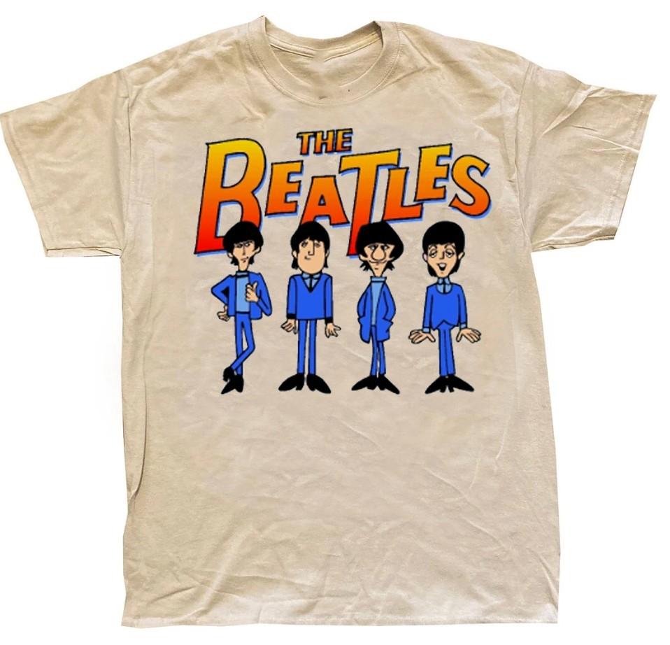 THE BEATLES rock band cartoon short sleeve sand color shirt VK02801 Unisex T-Shirt XL