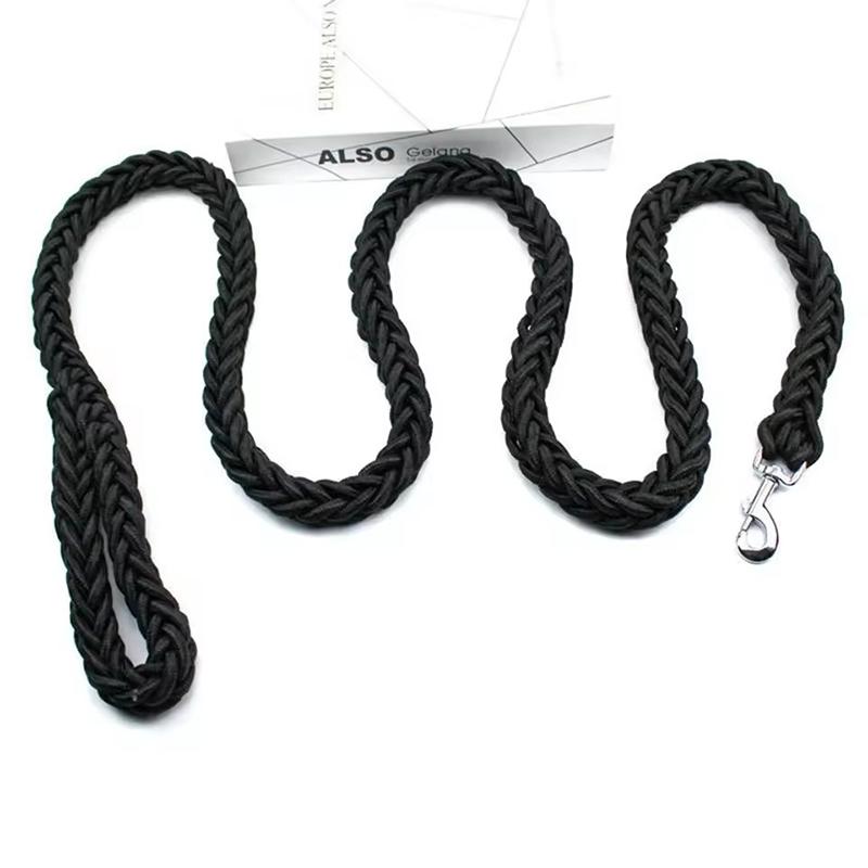 Heavy-Duty 8-Strand Nylon Braided Dog Leash Durable Handmade Pet Rope For Medium Large Dogs Walking Training Control Anti-Tear чёрный