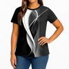 Women's Fashionable Printed Round Neck Pocket Short Sleeved Shirt With Slit Hem Uniform And Worker's Top