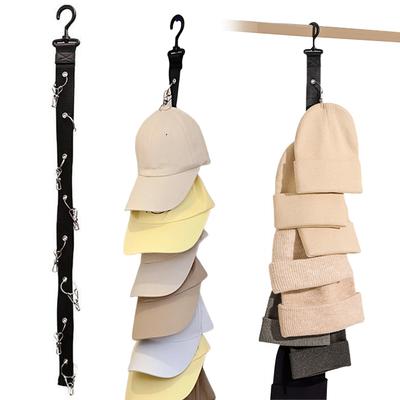 Hanging Hat Rack with Hook & Metal Clips Hat Collections Caps Rack Rotable Caps Organizer Rack for Baseball Caps Golf Caps
