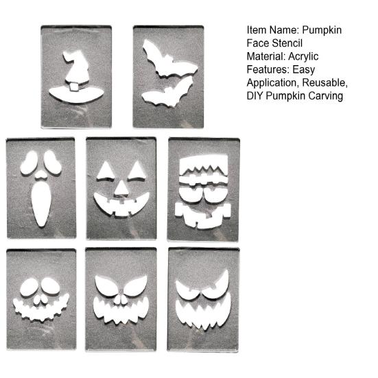 Halloween Pumpkin Face Stencils Decorative Painting Stencils Reusable Acrylic Drawing Template for DIY Pumpkin Carving Wood Wall Art Decor