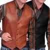 Väst V-ringad Enkelknäppt Western Ärmlös Herrväst för Ridning