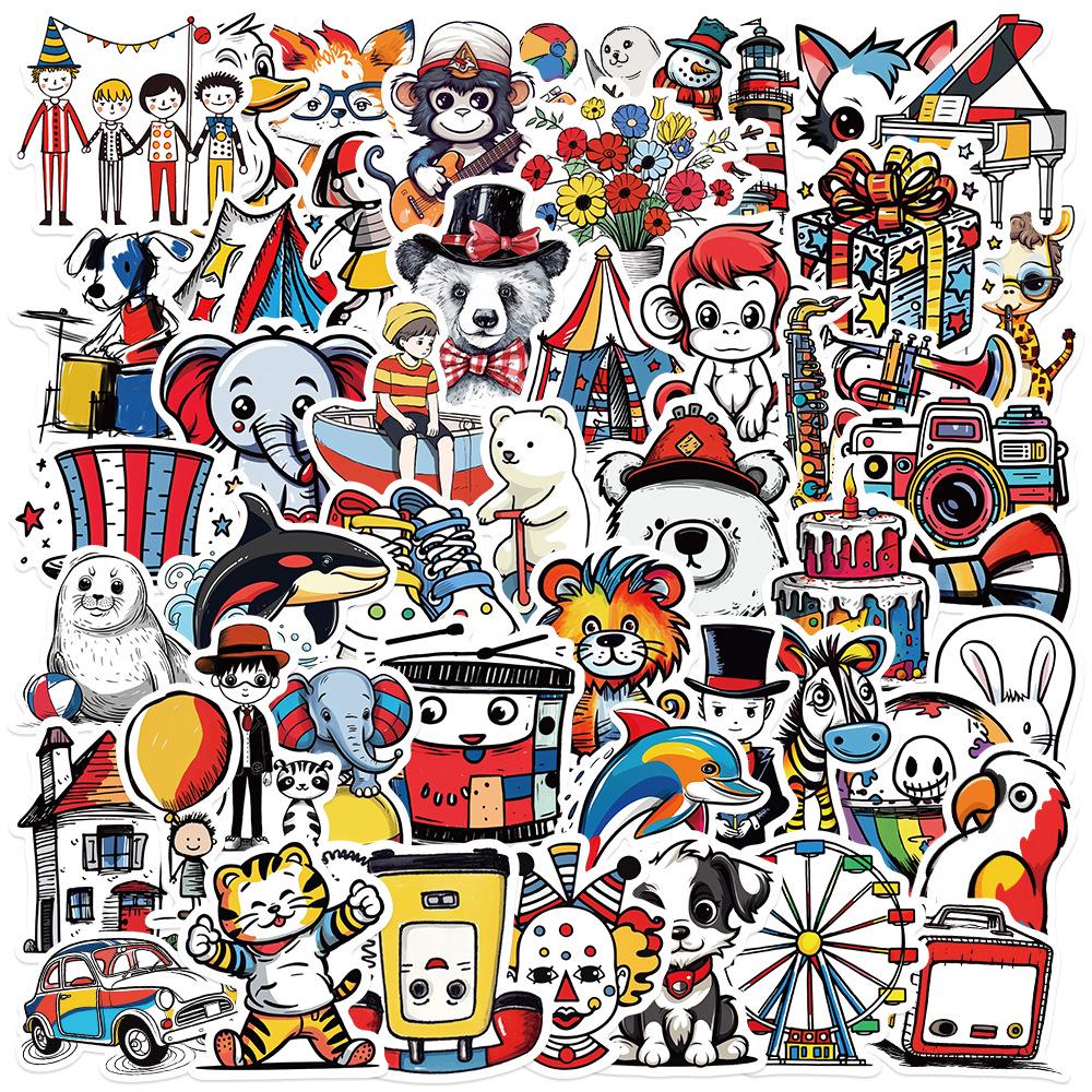 Sada samolepek divoké zvěře: Los, Alpaka, Panda & Lev