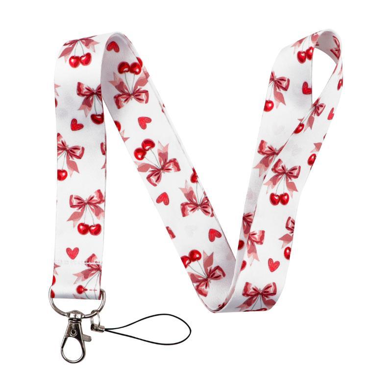 Cute Bow Pattern Lanyard with Clear ID Badge Holder Detachable Durable Strap for Outdoor Activity Pass Office Work Use