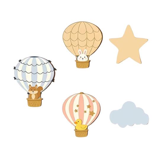 

5 шт. Деревянная Звезда Облако Воздушный Шар Декор для Детской Комнаты в Стиле Бохо Мультяшные Животные Настенное Искусство Воздушный Шар для Детской Спальни Класса Игровой Комнаты A
