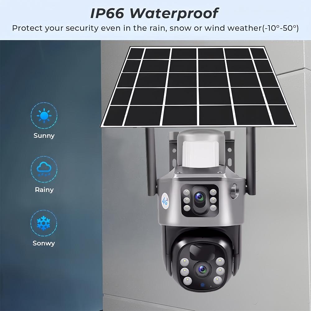 8MP 4K WiFi Wireless Solar Lens Dual Display 4G SIM IP CCTV Camera Motion Detection PTZ Security Protection Monitor