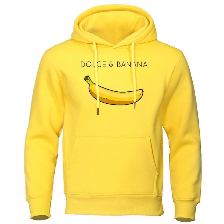 Fashion Women Hoodies Dolce Banana Printing Fleece Sweatshirt Loose Pullover Tops Warm Casual Pocket Sportswear Autumn