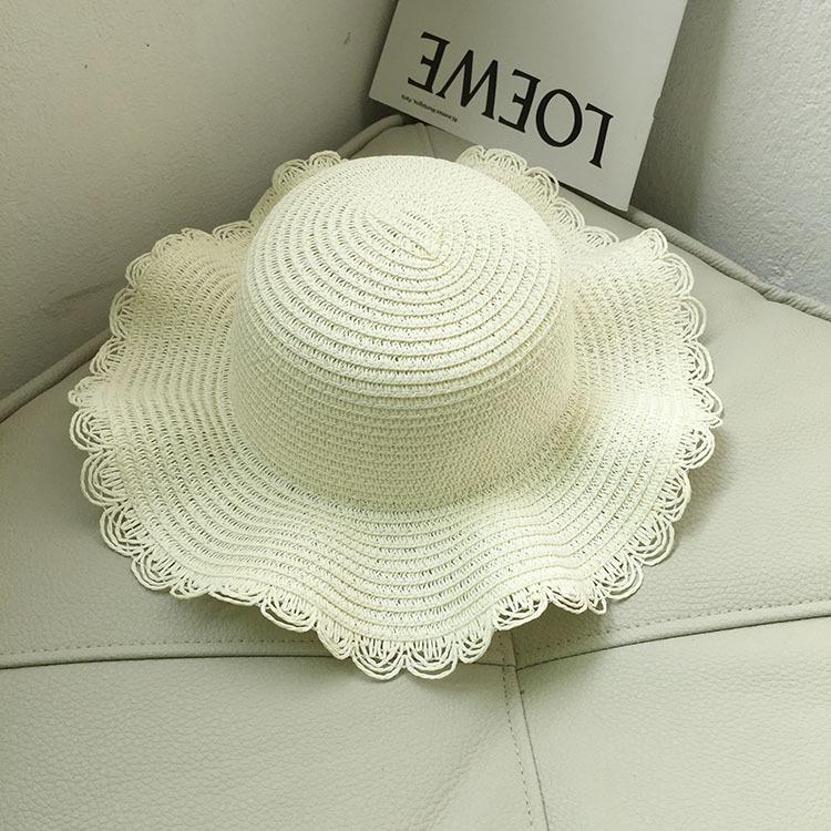Children's Handmade Wide-Brim Wavy Edge Sunhat with Elastic
