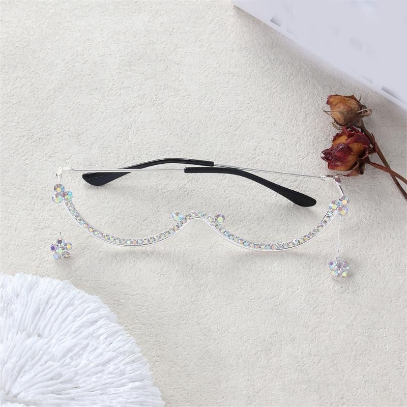 Contemporary Rhinestones Embellished Metal Eyeglass Frame Lightweight Design For Elegant Style And Practical Wear