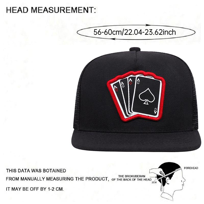Trendy New Poker A Four Flat Edge Hat Trendy Hip Hop Hat Outdoor Leisure Sunshade Hat Neutral Mesh Hat Adjustable Baseball Hat