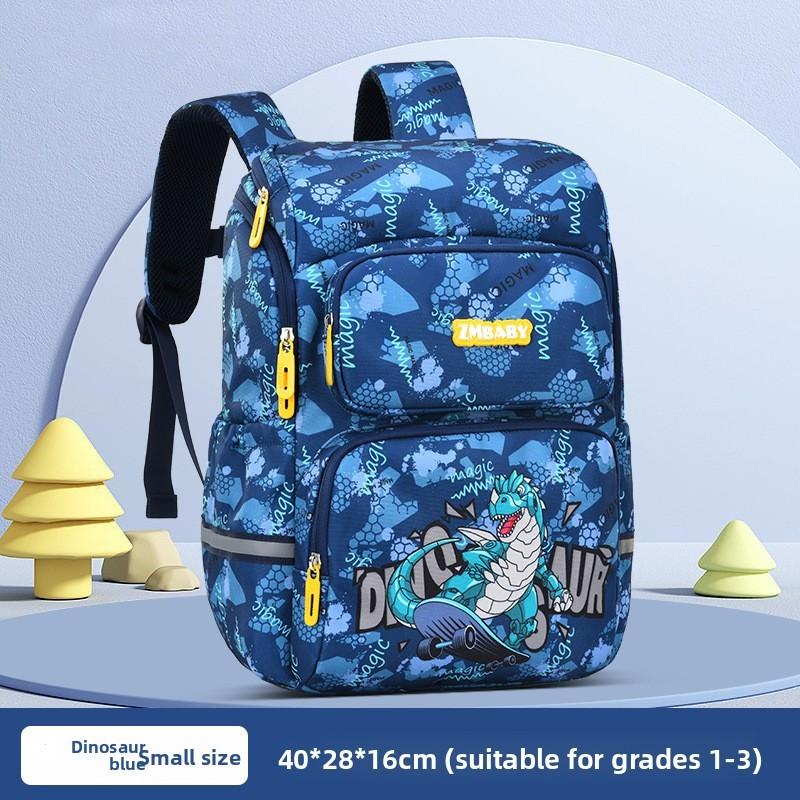 Kids School Backpack Cartoon Dinosaur Oxford Fabric Lightweight Dual Shoulder For Elementary Students