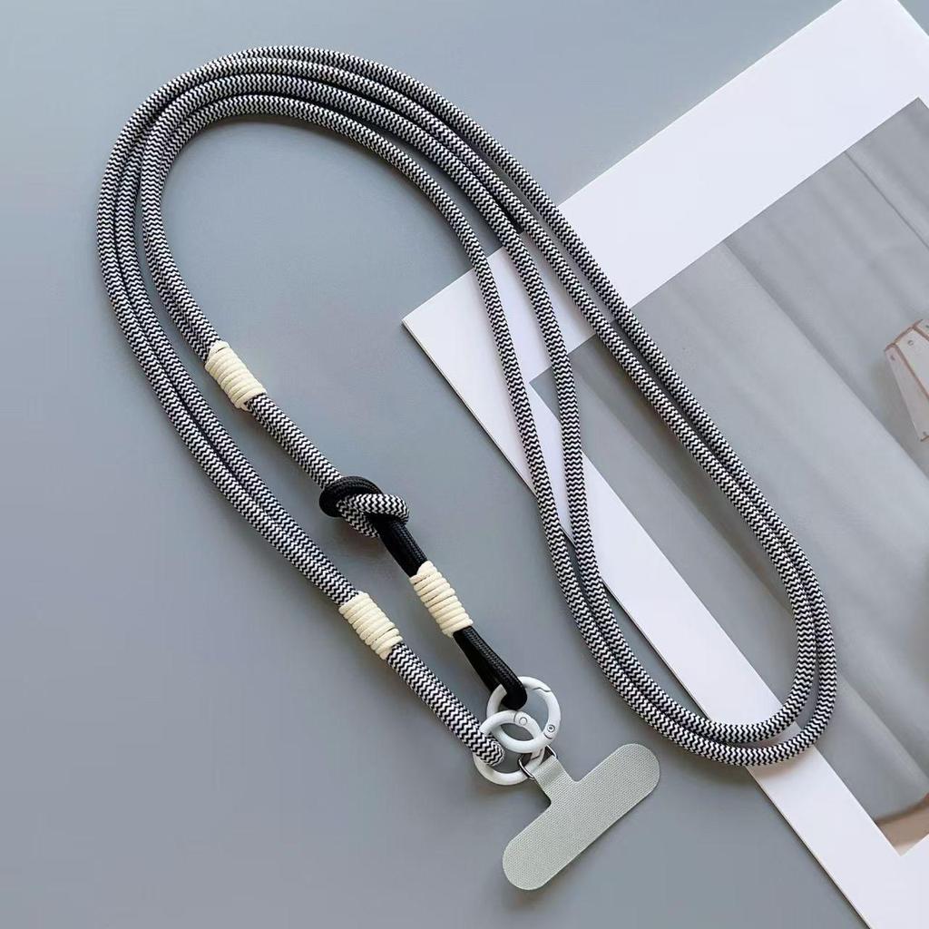 Color-Block Woven Crossbody Mobile Phone Case with Anti-Drop Lanyard