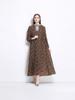 Plus Size Women's Dresses Women Fashion Studded 150cm Long Sleeve Leopard Pleated Maxi Dress New Arrival