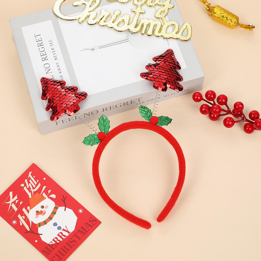 Weihnachtsdekoration Stirnbänder mit Wendepailletten Weihnachtsgeschenke Baum Stirnbänder Kinder Erwachsenen Stirnbänder Haaraccessoires
