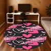 1pc Hearts Love Round Chair mat office Area Rug - Non-Slip, Floor Mat for Office, Bedroom, and Indoor Decor p127130