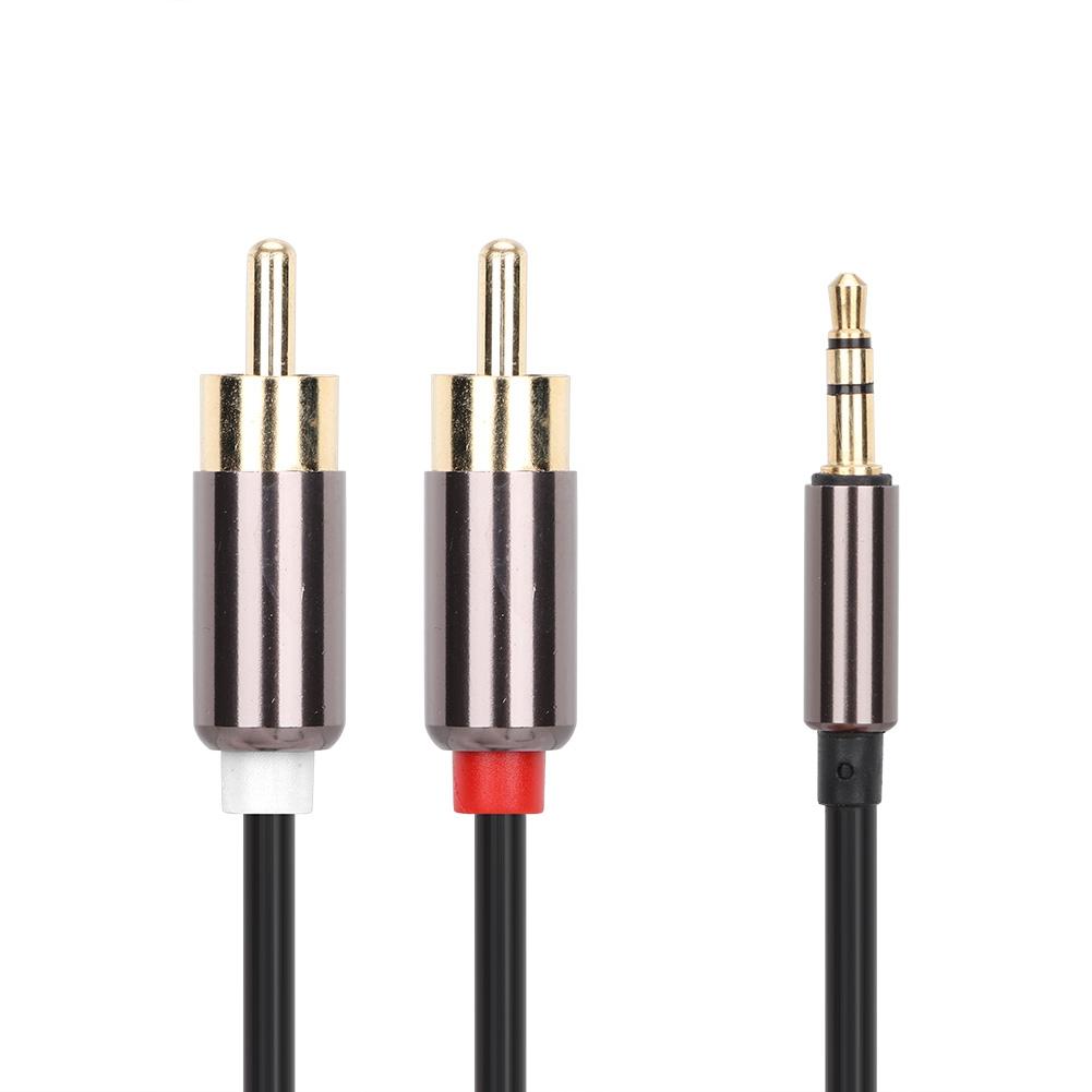 1m High Quality 3.5mm Male To 2 RCA Male Audio Adapter Cable Y Splitter Aux Cord Line (Black)