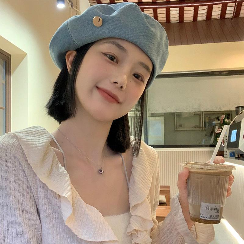 Cowboy Beret Children Spring And Autumn Korean Version Of Cloud Washed Beret Versatile Bud Painter Hat Japanese Newsboy Hat