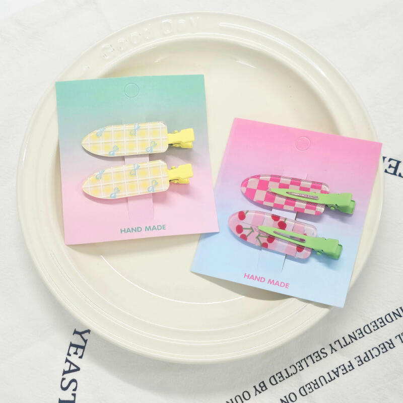 Hair bangs pin, hair pin, pin curl pin, cherry & ribbon set