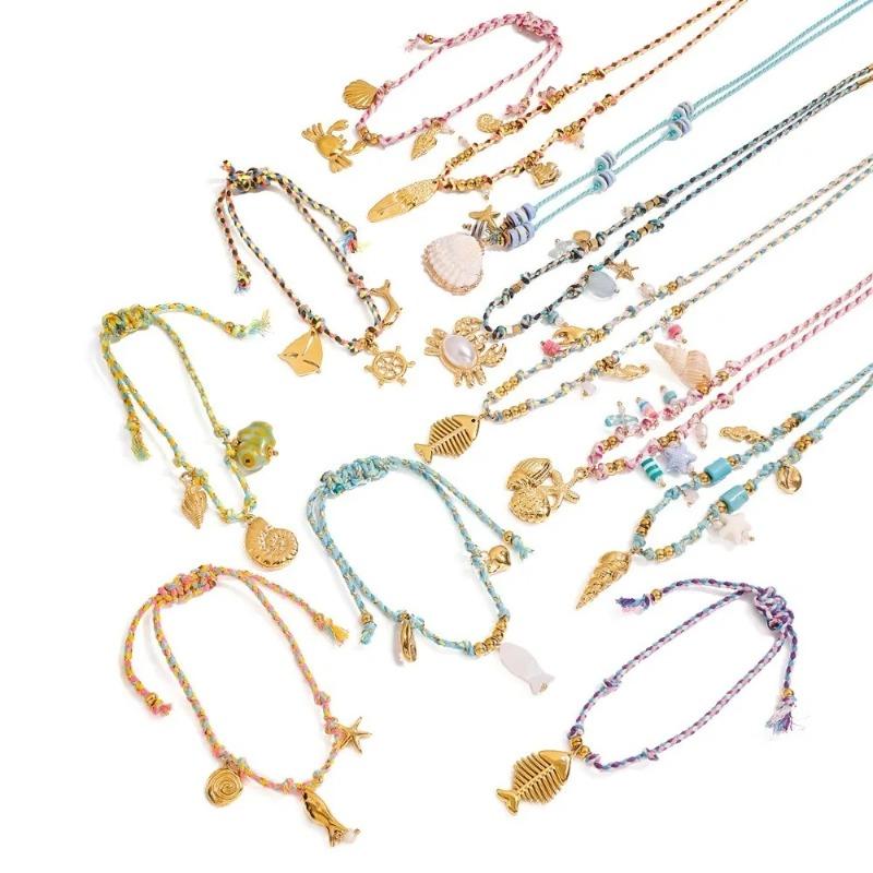 Fashion Bohemian Shell Pendant Necklace Charm Ocean Theme Chain Necklace Jewelry Charm Chain Vacation Accessory