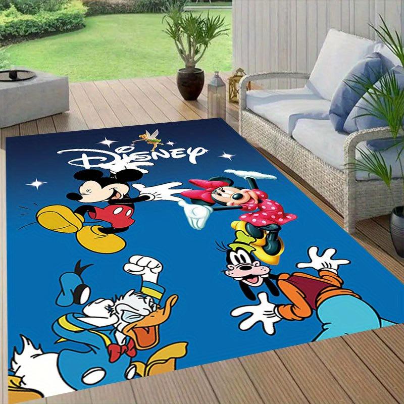 1 szt. Dywanik z Myszką Miki i Minnie, Mata podłogowa antypoślizgowa, Wzór z postaciami z kreskówek, Miękki aksamit, Wystrój pokoju, Zmywalny