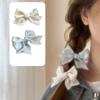 1pair Braids Mini Hair Clip for Hot Girls Ribbon Bowknot Shape Hair Barrettes Ponytail Hair Barrettes for Teens Girls