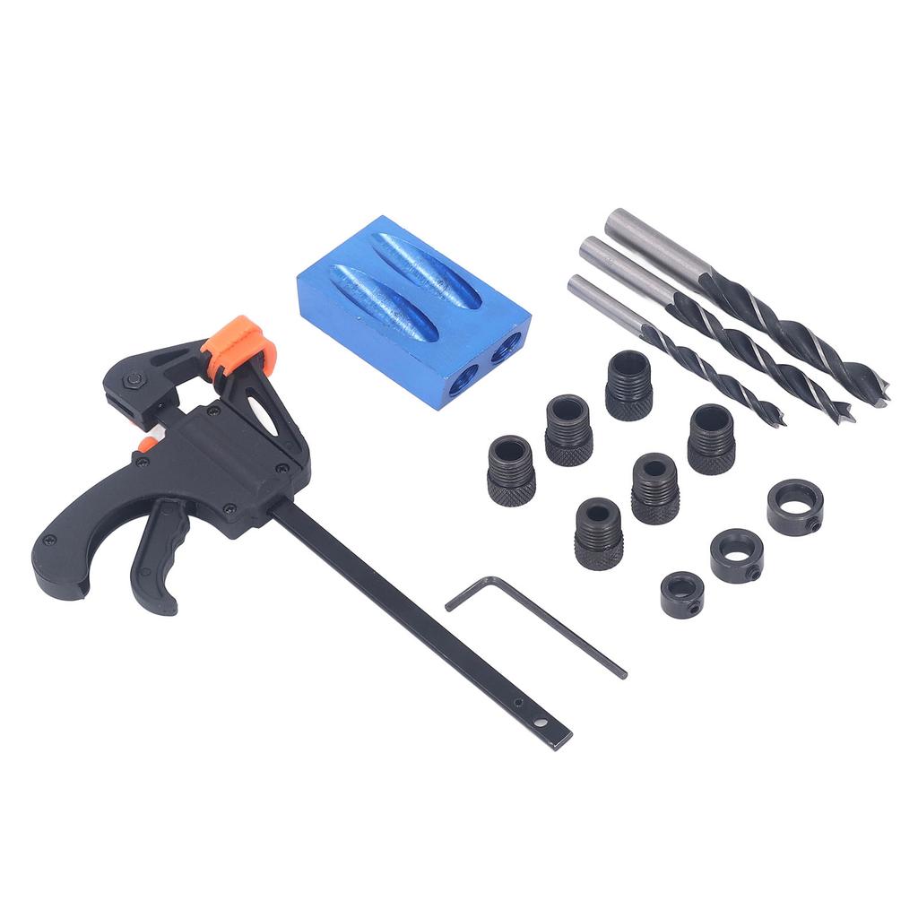 15 Stück Taschenlochbohrlehre 15 Grad Aluminiumlegierung Schräglochbohrwerkzeug für Holzbearbeitung