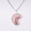 Crescent Pendant Necklace Moon Shape Crystal Necklaces for Women Men Natural Stone Collar Chain Choker Jewelry