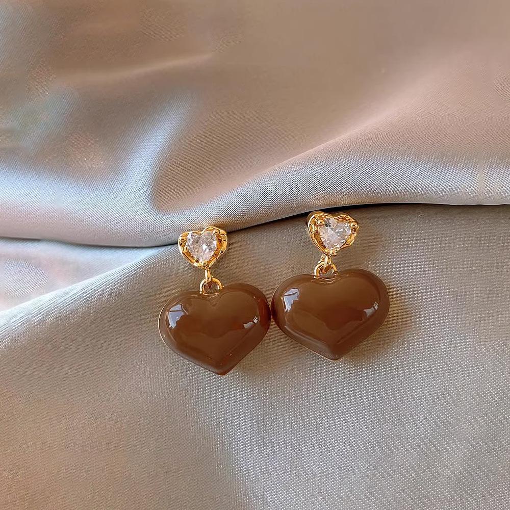 Silver Needle Maillard Four-leaf Clover Stud Earrings Hong Kong Style Retro Temperament Commuter Earrings