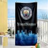 Manchester City Customize Text Beach Towel High Absorbency & Quick-Dry Perfect for Traveling Yoga Camping and Swimming